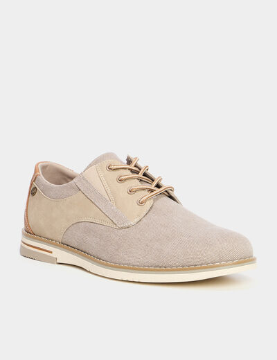 Derbies plates &agrave; lacets sable homme