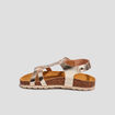 Sandales en cuir rose champagne fille