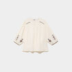 Blouse brod&eacute;e manches bouffantes 3/4 ecru femme grande taille