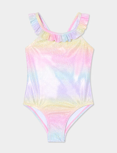 Maillot de bain une pièce à paillettes mauve bébé fille