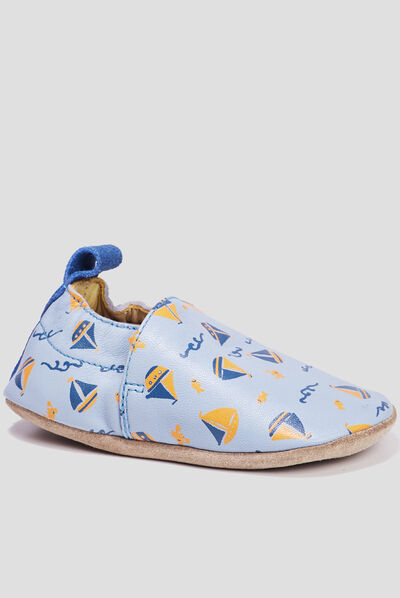 Bottons en cuir bleu ciel bébé garçon