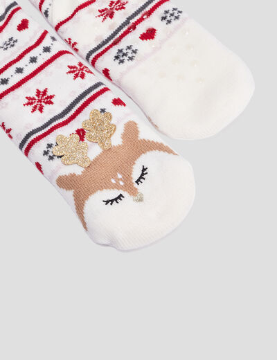 Chaussettes d'intérieur de Noël multicolore femme