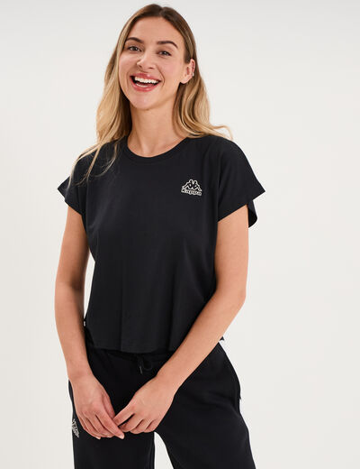 T-shirt col rond manches courtes Kappa noir femme