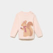 Pull duveteux avec &eacute;paule boutonn&eacute;e rose clair b&eacute;b&eacute; fille