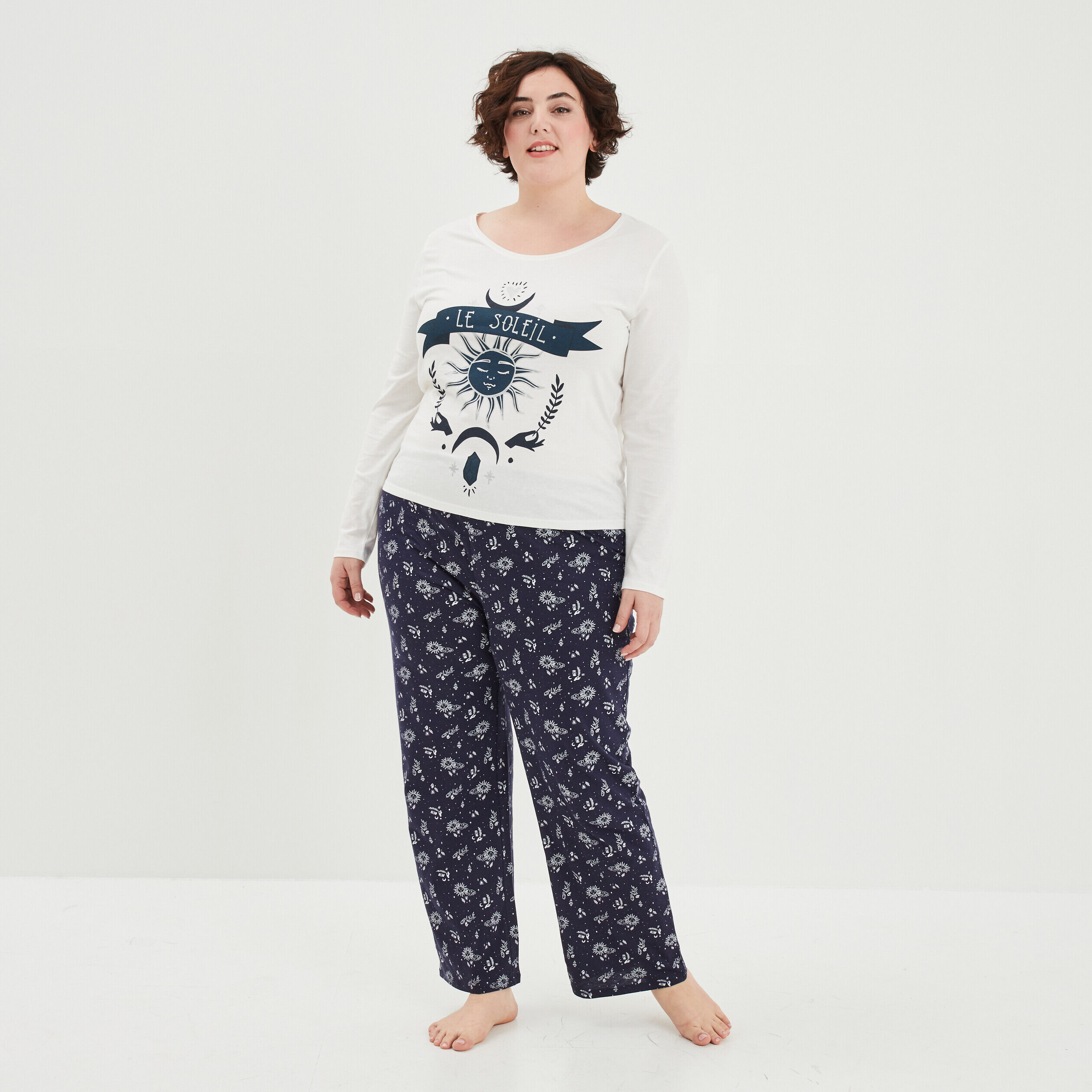 Ensemble pyjama pantalon coton blanc femme grande taille MODAVISTA
