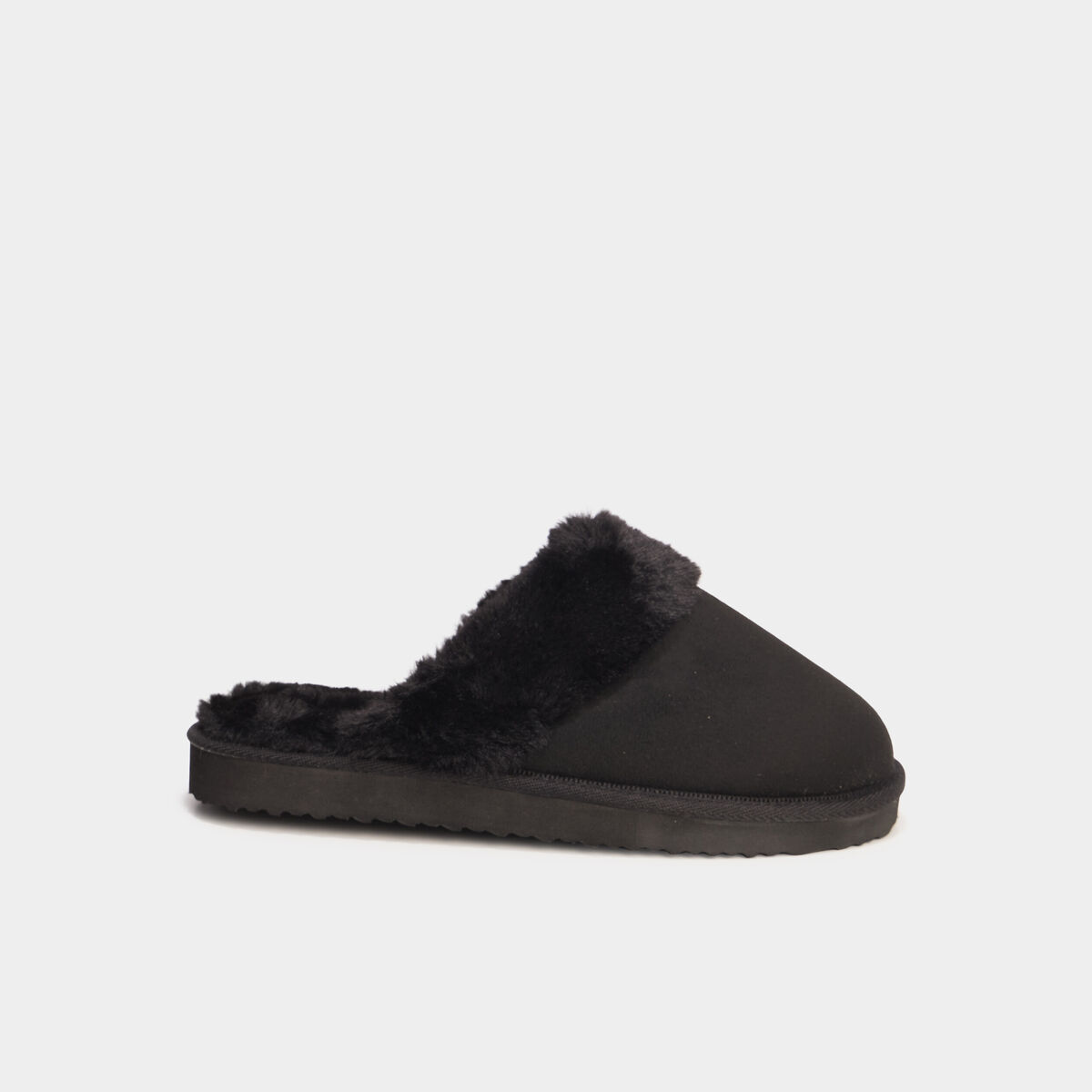 Chaussons mules fourr&eacute;s noir femme