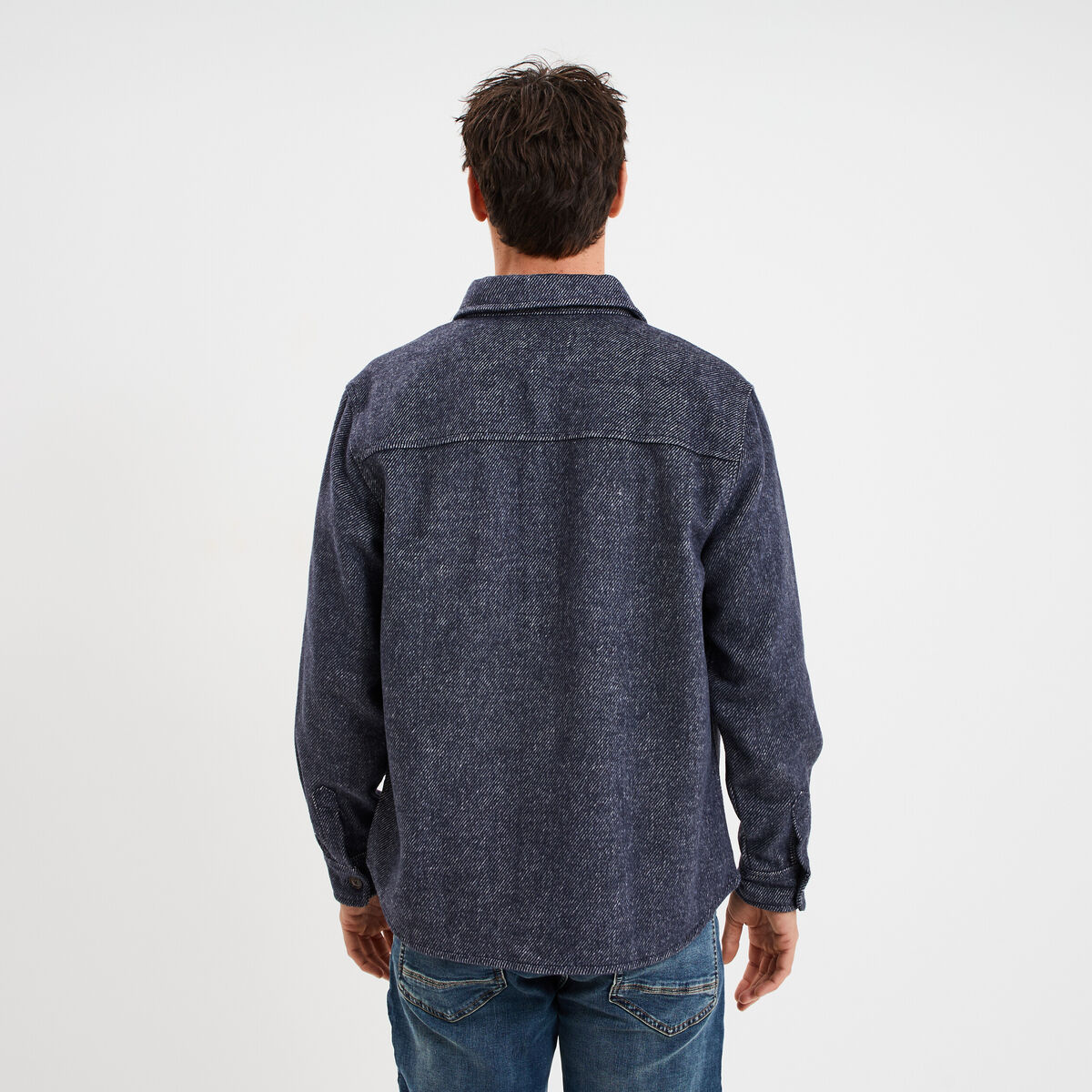 Surchemise manches longues bleu marine homme