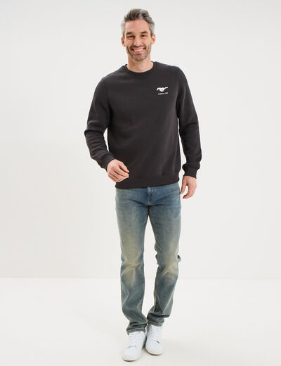 Sweat molleton manches longues Mustang gris fonc&eacute; homme