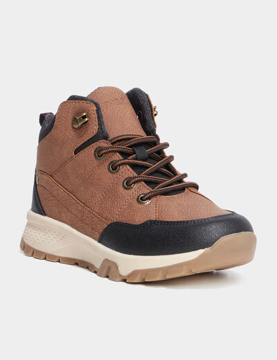 Boots zippées à lacets Trappeur camel garçon