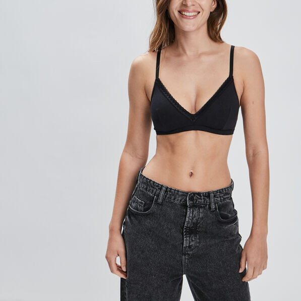 soutien gorge triangle coton a coque noir femme Soutien-gorge triangle coton à coque noir femme