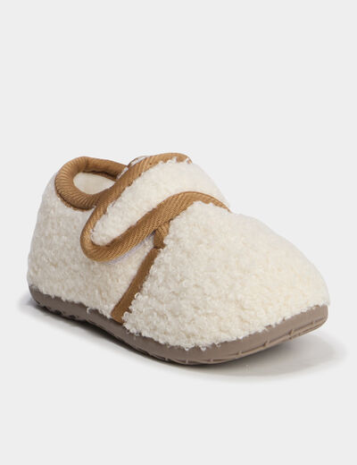 Chaussons bottillons effet polaire sable b&eacute;b&eacute; gar&ccedil;on