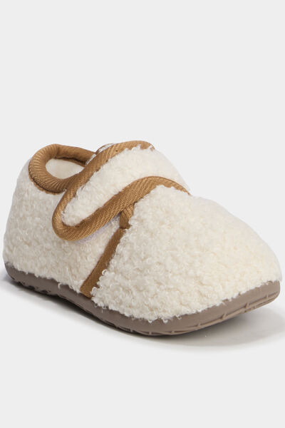 Chaussons bottillons effet polaire sable b&eacute;b&eacute; gar&ccedil;on