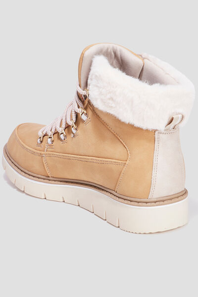 Bottines fourrées à lacets Trappeur sable femme