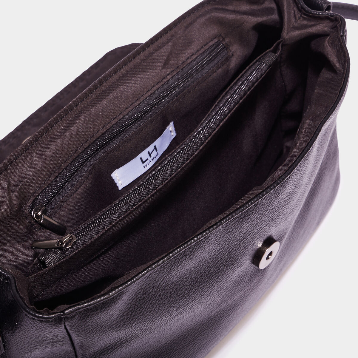Sac besace chaînes et clous noir femme