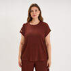 T-shirt manches courtes gaze de coton bordeaux femme grande taille