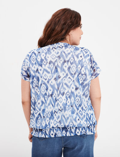 T-shirt manches courtes taille smockée bleu electrique femme grande taille