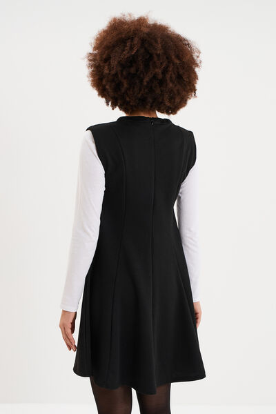 Robe courte trap&egrave;ze sans manches noir femme
