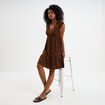 Robe patineuse manches courtes camel femme