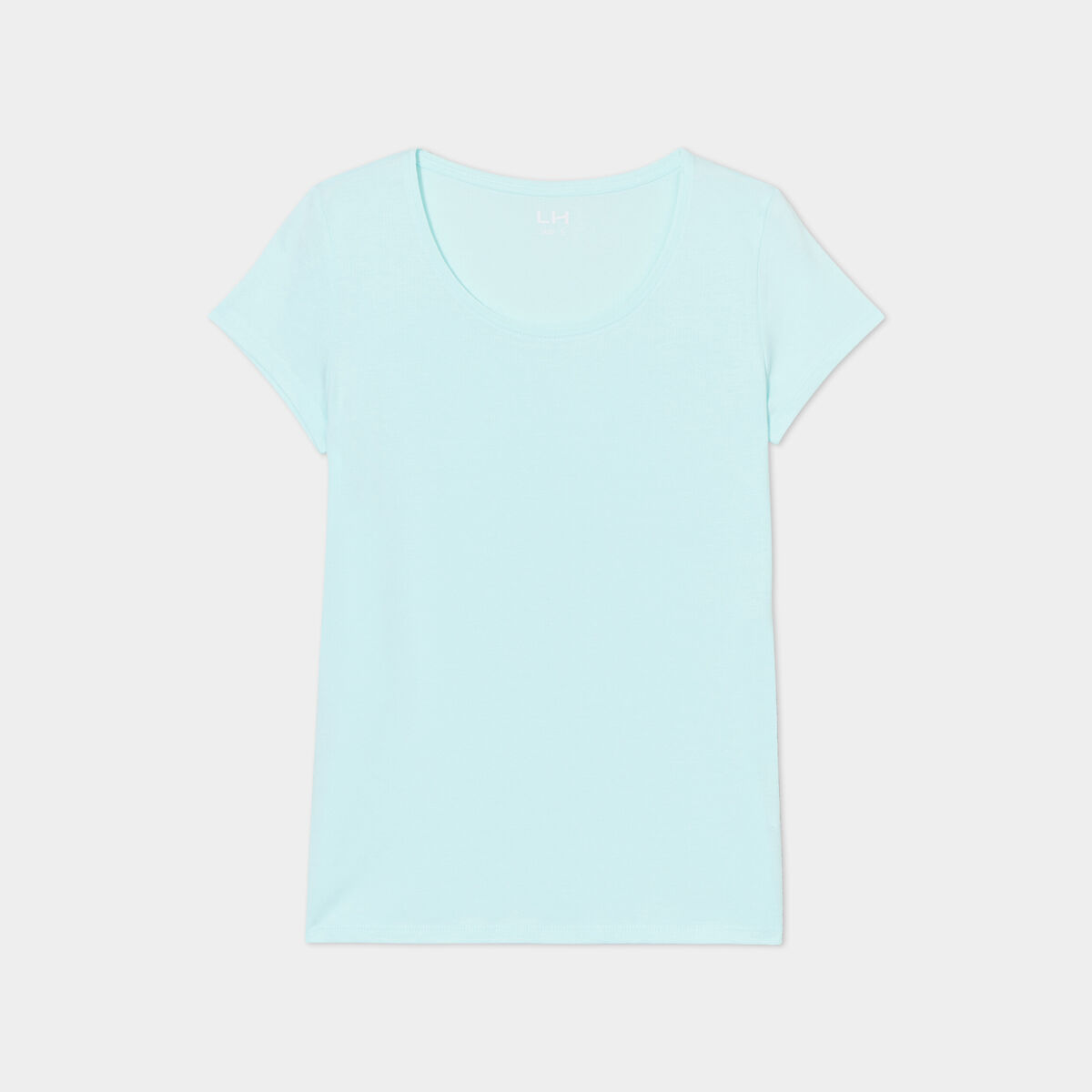 T-shirt coton col rond manches courtes bleu turquoise femme