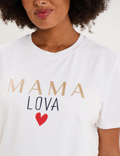 T-shirt manches courtes allaitement blanc femme maternit&eacute;