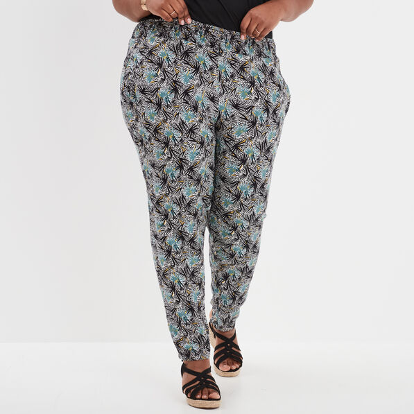 pantalon fluide taille elastiquee noir femmegt Pantalon fluide taille élastiquée noir femme grande taille