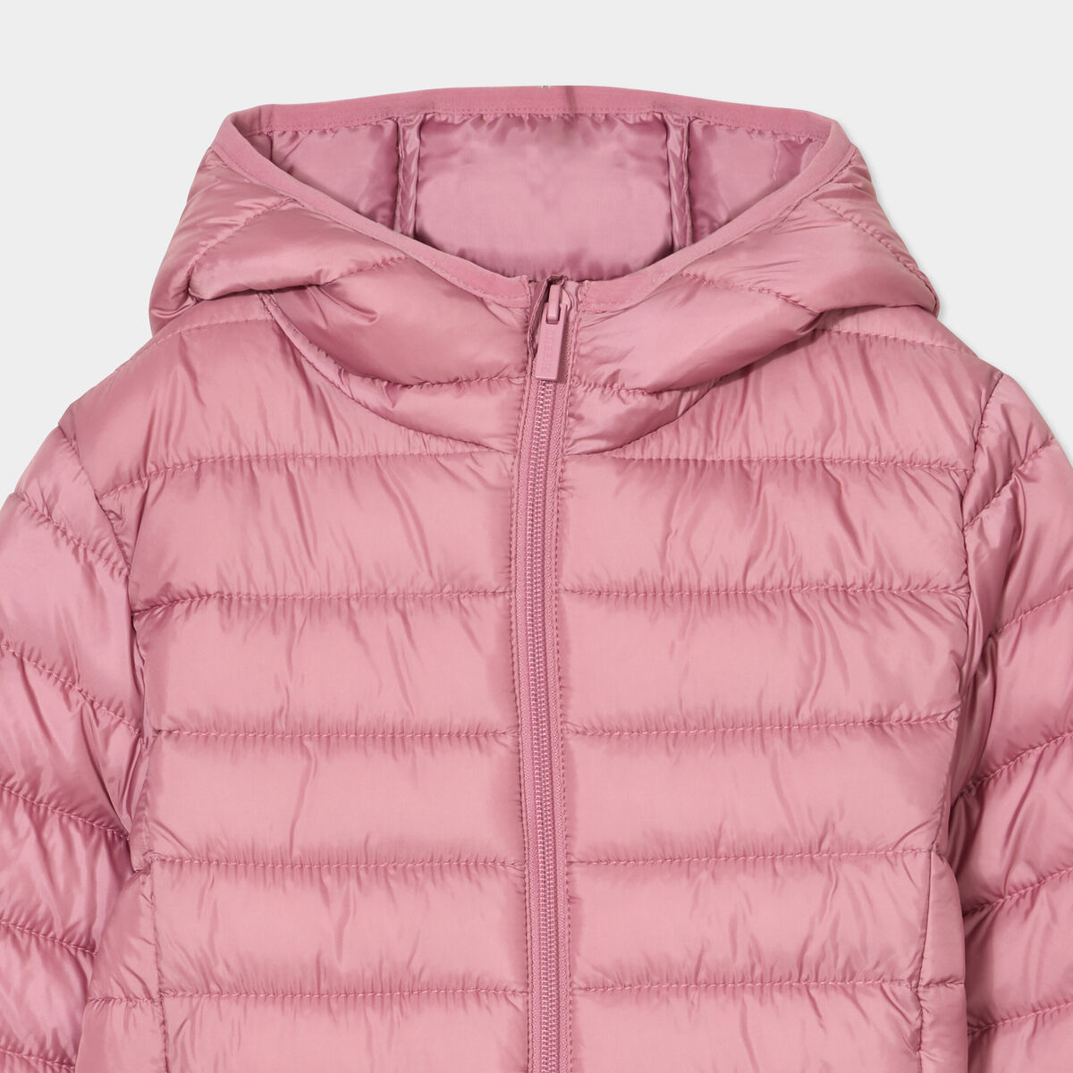 Doudoune légère zippée à capuche vieux rose fille