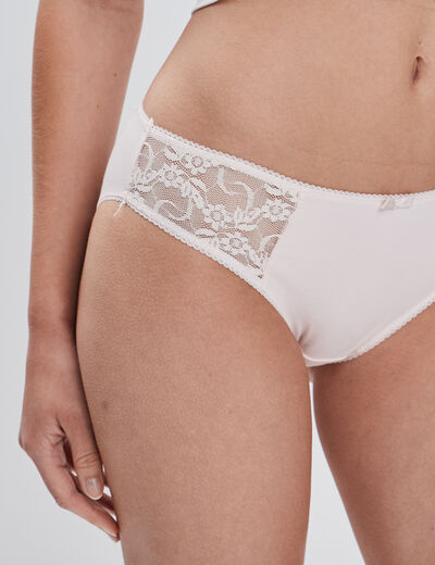 Culotte en coton avec dentelle rose poudrée femme