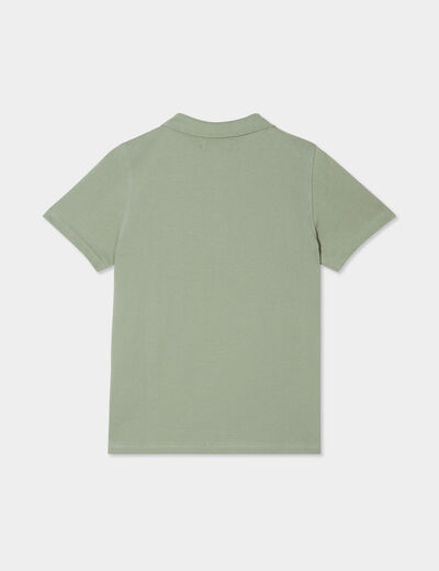 Polo manches courtes à détail brodé vert kaki garçon