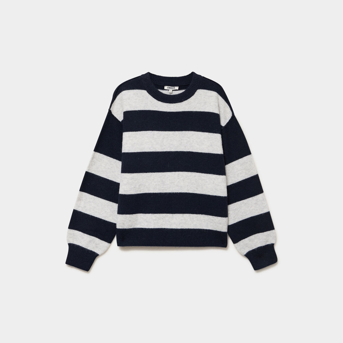 Pull col rond avec manches longues ecru femme