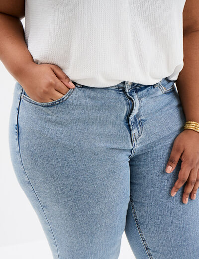Jeans mom 7/8ème taille haute denim double stone femme grande taille