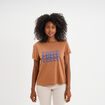 T-shirt manches courtes coton beige femme