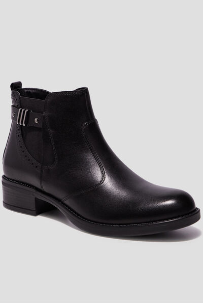 Bottines en cuir zippées chelsea noir fille