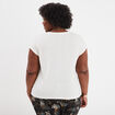 T-shirt col en V manches courtes blanc femme grande taille