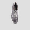 Tennis à lacets en cuir gris femme