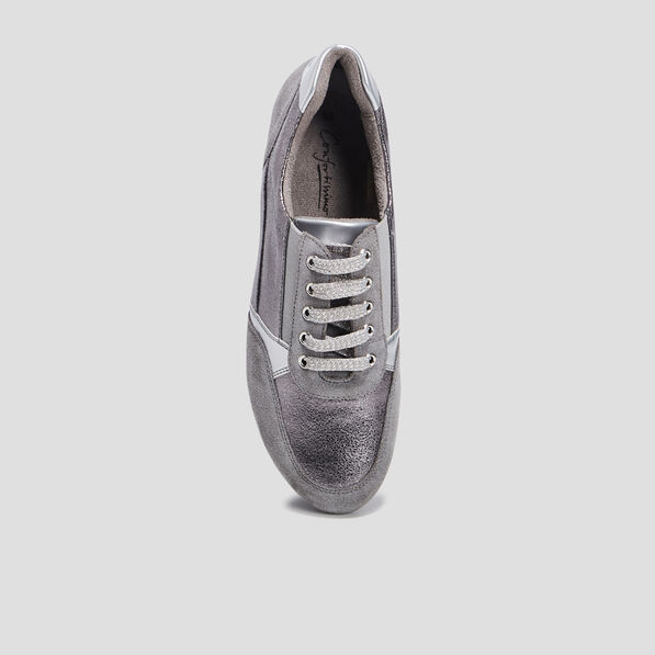 tennis a lacets en cuir gris femme Tennis à lacets en cuir gris femme