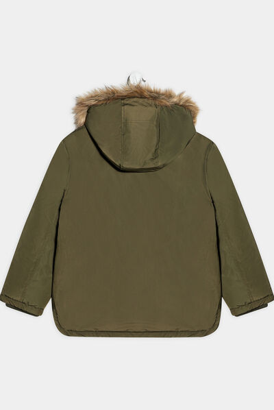 Parka droite doublée à capuche vert kaki garçon