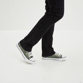 tennis en toile a lacets creeks vert fonce femme Tennis en toile à lacets Creeks vert foncé femme