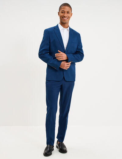 Pantalon de costume droit avec pinces bleu electrique homme
