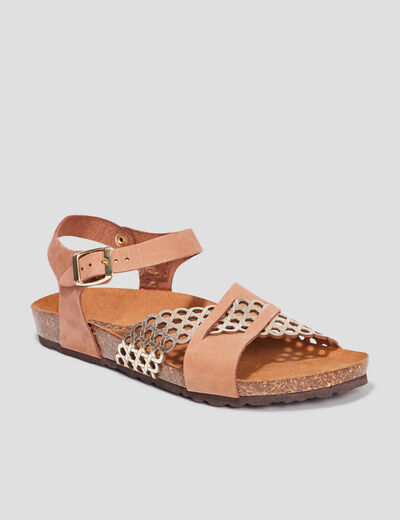 Sandales brides croisées en cuir Creeks marron femme