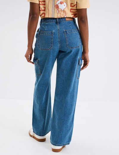 Jeans cargo taille standard Creeks denim stone femme