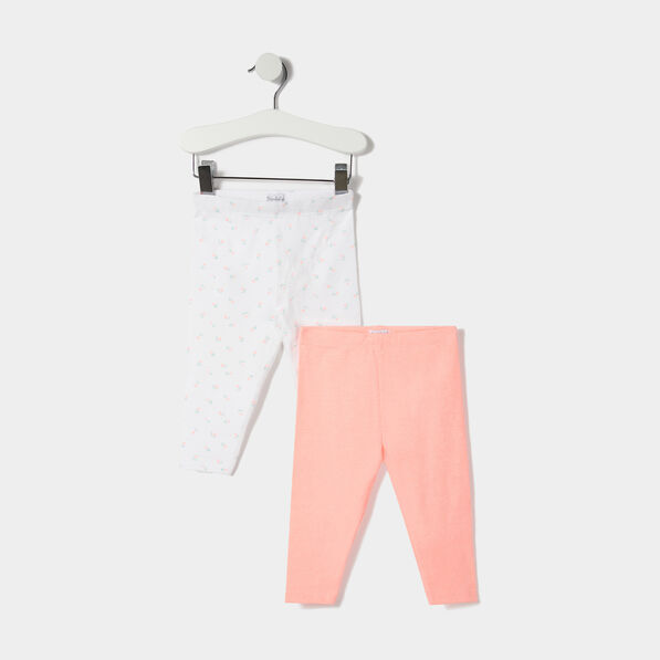 Lot 2 leggings en coton taille standard blanc bébé fille