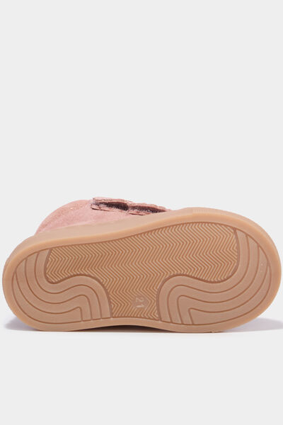 Bottillons &agrave; scratchs en cuir rose b&eacute;b&eacute; fille