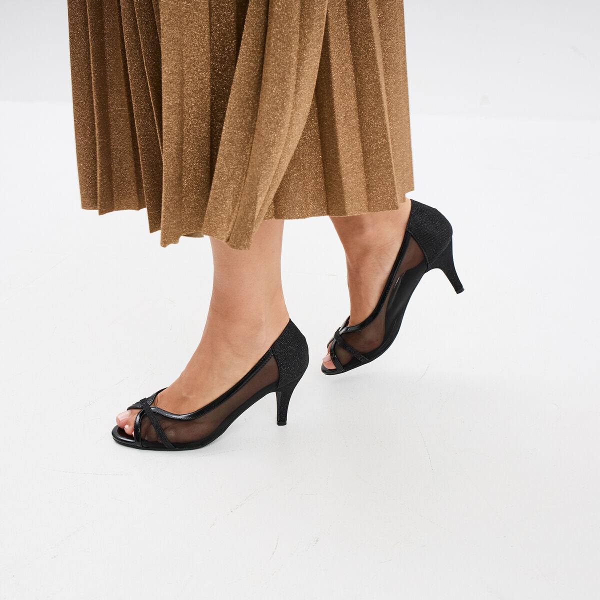 Escarpins talons et mesh Mosquitos noir femme
