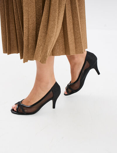 Escarpins talons et mesh Mosquitos noir femme