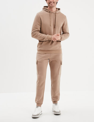 Pantalon jogging cargo poches latérales taupe homme