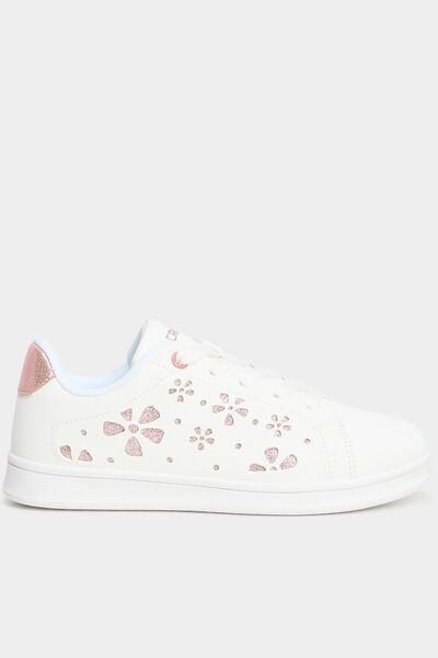 Tennis basses &agrave; lacets blanc fille