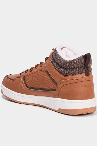 Baskets montantes fourr&eacute;es marron homme
