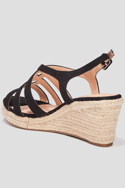 Sandales compensées noir femme