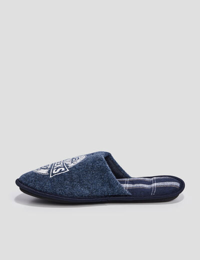 Mules bout rond bleu homme