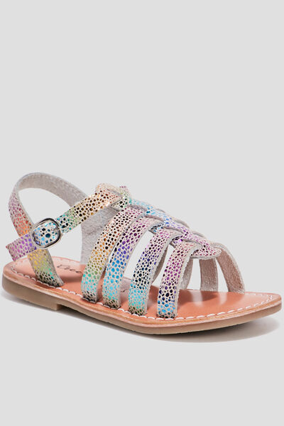 Sandales en cuir multicolore fille